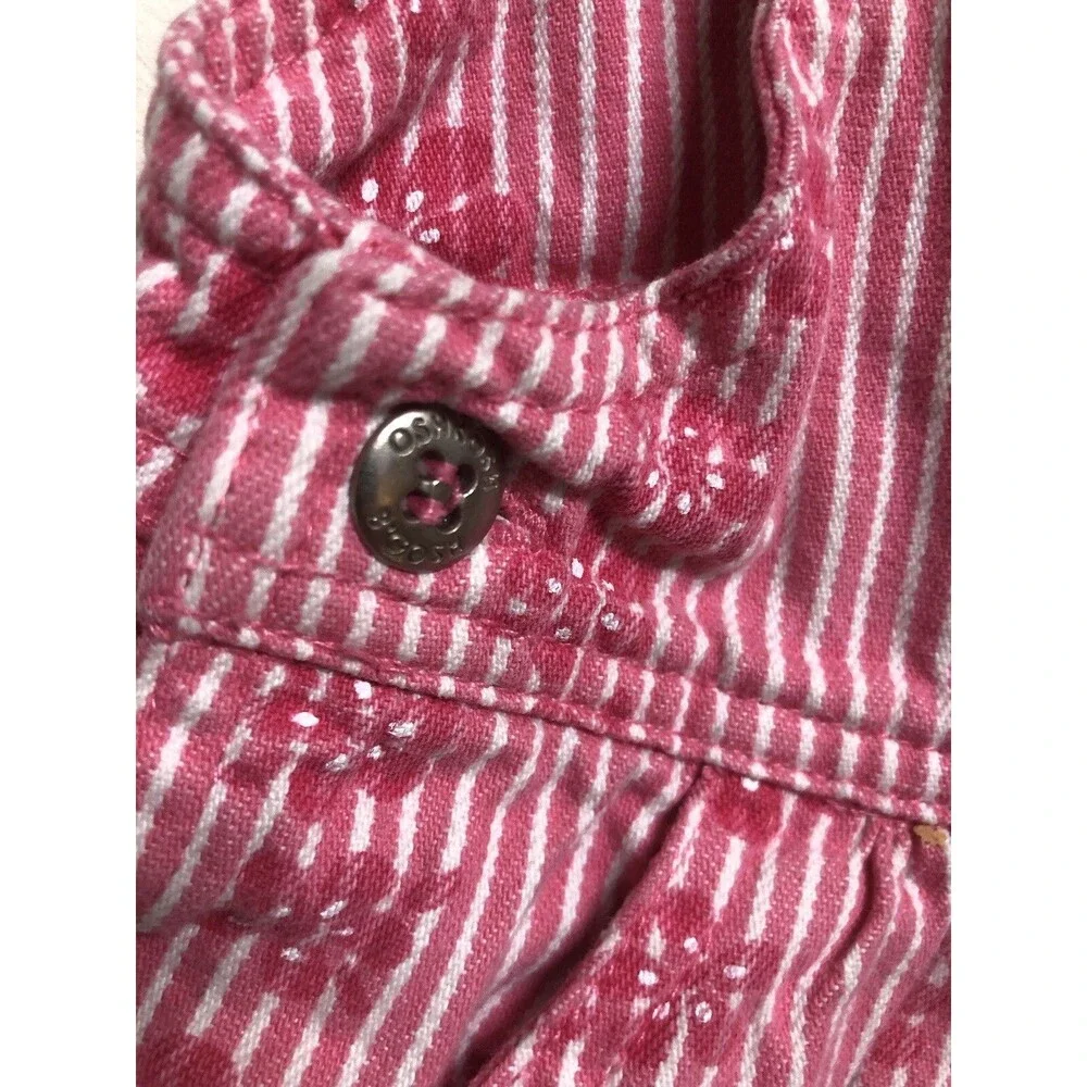 Vintage Oshkosh Overall Jumper Dress Hawaiian Tropical Floral Stripe 24 Months
